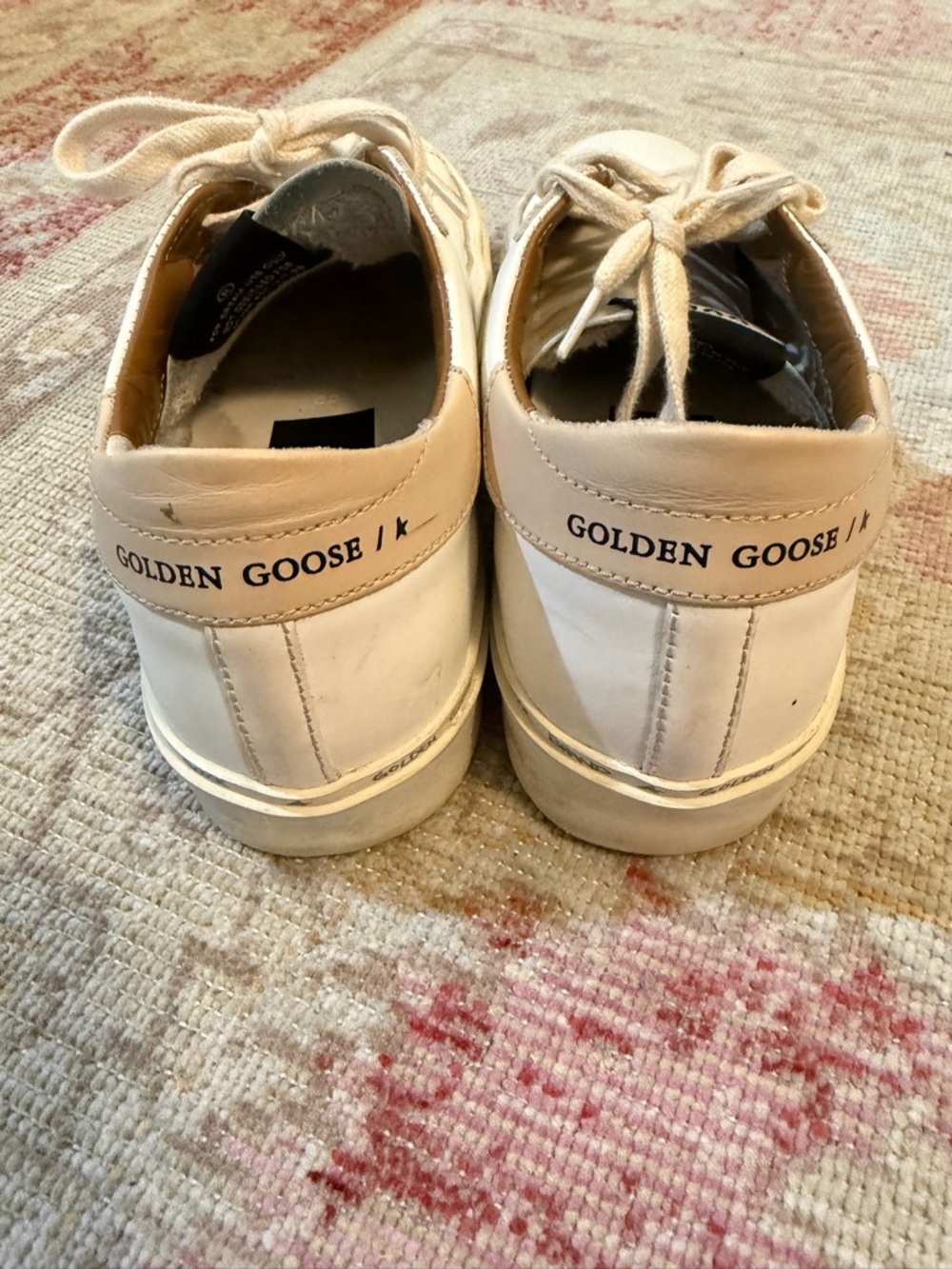 Golden Goose White Leather Sneakers with Gold Glitter Star - Picture 3 of 4